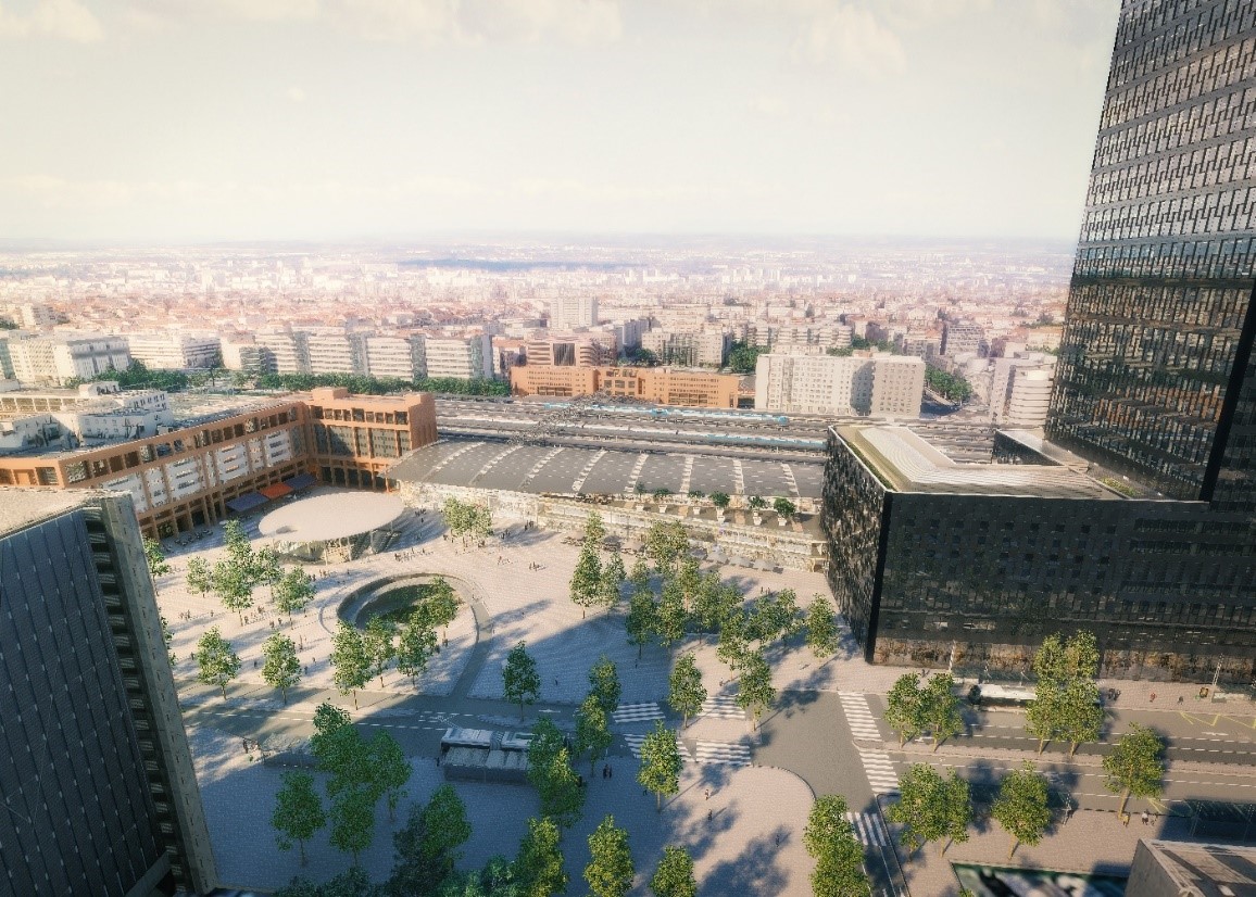 Une vue de la future place Béraudier à Lyon. @ArchiGraphi