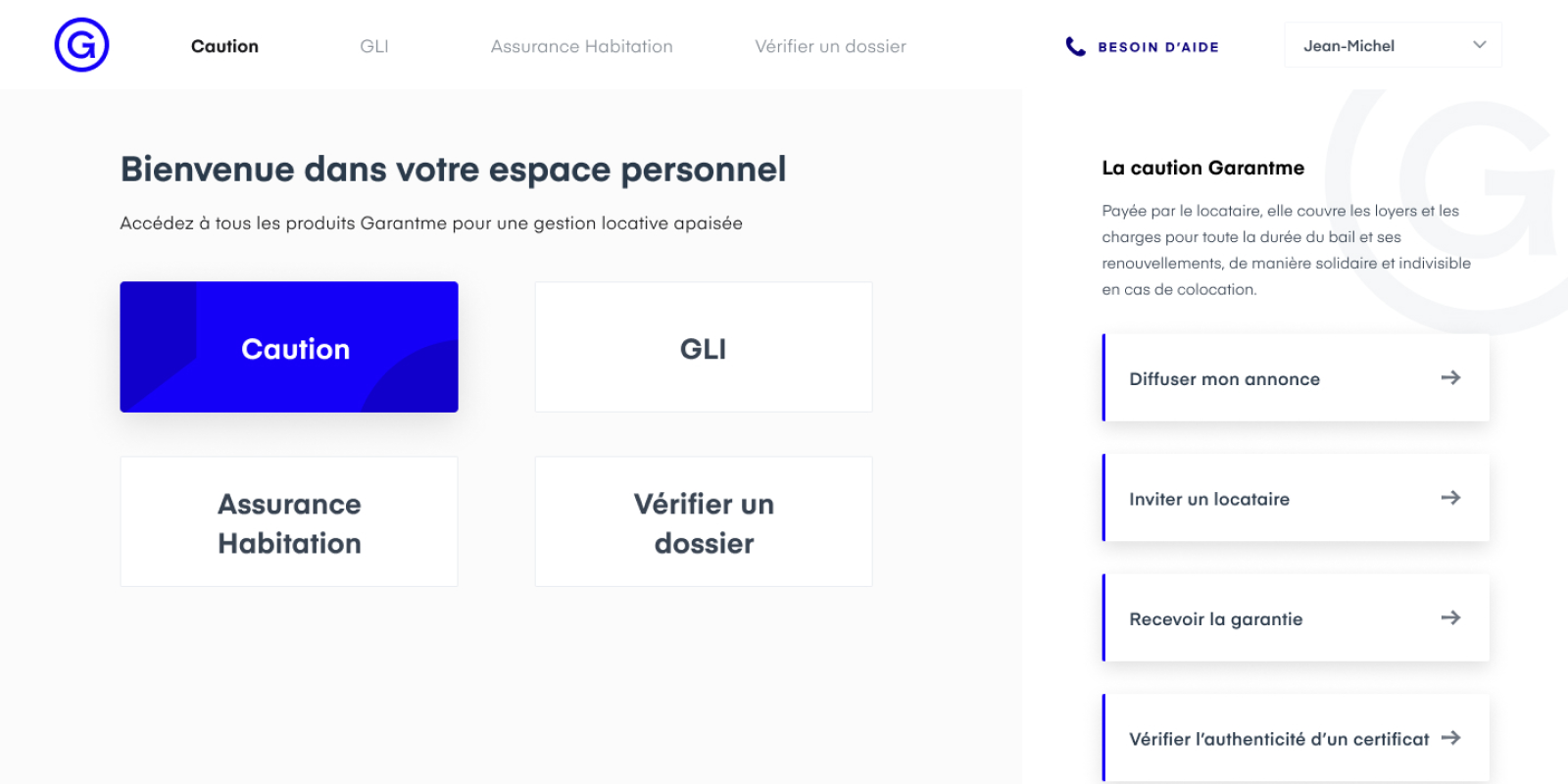 Un aperçu de la plateforme de caution Garantme.