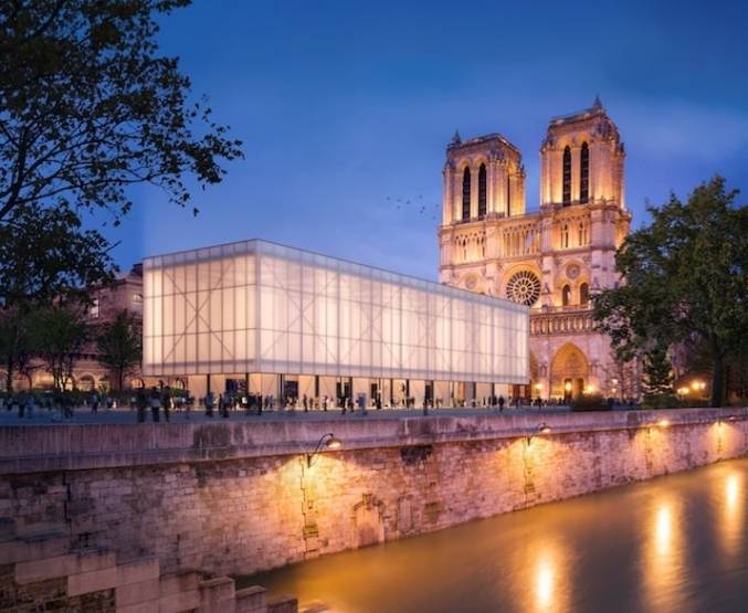 Le projet de cathédrale éphémère de Gensler pour Notre-Dame-de-Paris. 
