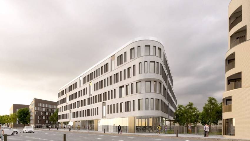 Eiffage Immobilier construit un complexe tertiaire de 6 500 mètres carrés à Mantes-la-Jolie. © Carta Associés