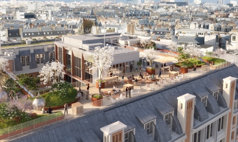 Le roseraie de l'immeuble Beige, par Covivio