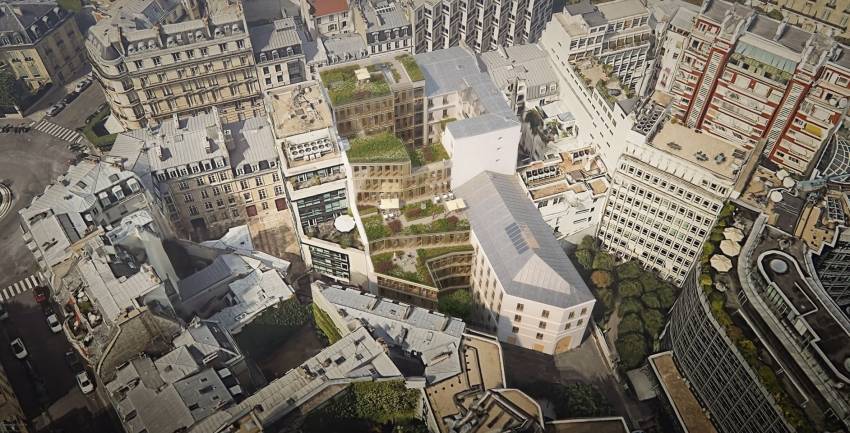 Vue aérienne du projet Maison Bayard dans son environnement © AXEL SCHOENERT ARCHITECTES
