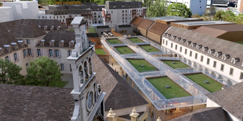 En arrière-plan, la future résidence étudiante Réside Études au sein de la Cité internationale de la gastronomie et du vin. © Anthony Béchu