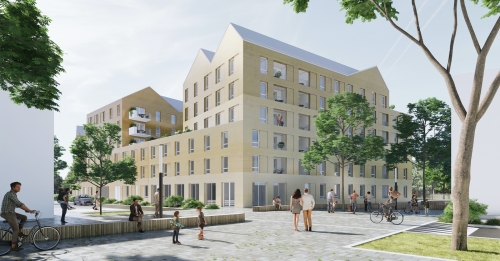Le Sergé 1, au sein de l'écoquartie de la Maillerie, à Villeneuve d'Ascq. © BPLUSB Architectures