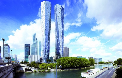 Le projet des tours jumelles Hermitage Plaza, à La Défense.  Le projet des tours jumelles Hermitage Plaza, à La Défense.