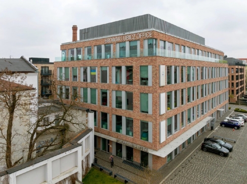 L'immeuble de bureaux Browar Lubicz, à Cracovie en Pologne. 