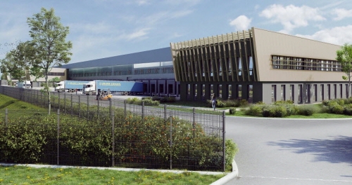 La future plateforme de WFS, au coeur du Cargoport de Saint-Exupery. © Archigroup Design