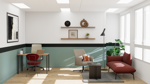 Un espace Wekare dans l'immeuble Ora, dans le 17e arrondissement. 