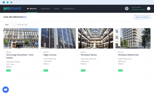 Vue de la plateforme servicielle digitalisée GetGround 