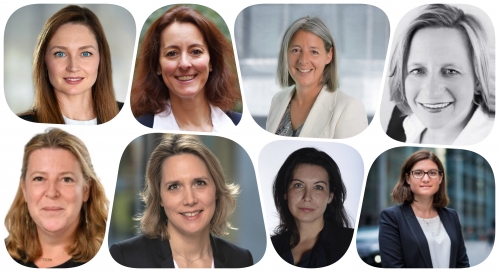 De g. à d. : Beverley Killbride, Kristelle Wauters, Stéphanie Casciola, Catherine Luithlen, Astrid Weill, Marie Cheval, Chrystèle Villotte & Christel Zordan.