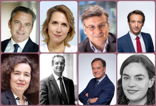 De g à d : Xavier Musseau, Marie Cheval, Xavier Lépine, Philippe Aoun, Coralie Auguet, Antoine Derville, Philippe Depoux, Carole Steimlé.