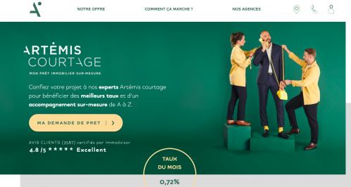 La une du site d'Artémis Courtage. © DR