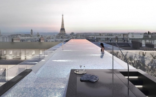 La piscine à débordement du futur So Sofitel des Champs-Élysées. © Cosa La piscine à débordement du futur So Sofitel des Champs-Élysées. © Cosa