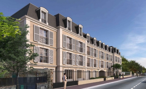 La résidence seniors détenue par A Plus Finance, située dans le centre-ville de Maison Laffitte. 