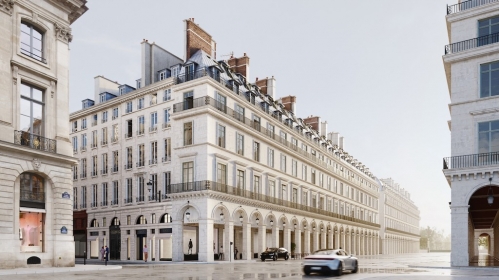 Vue du projet de l’ensemble des 12/14 Castiglione et 235 Saint Honoré, à Paris 1er. 