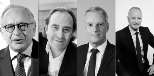 Léon Bressler, Xavier Niel, Colin Dyer et Christophe Cuvillier, actionnaires d'Unibail-Rodamco-Westfield. © DR Léon Bressler, Xavier Niel, Colin Dyer et Christophe Cuvillier, actionnaires d'Unibail-Rodamco-Westfield. © DR