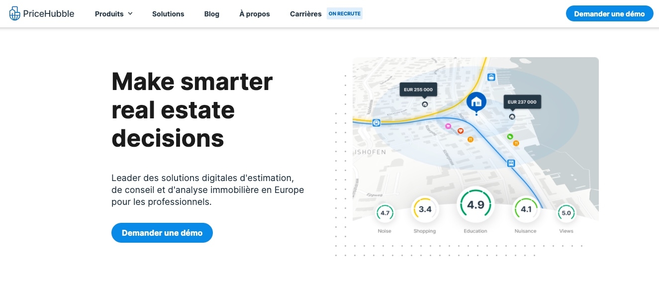 La page d'accueil de PriceHubble.