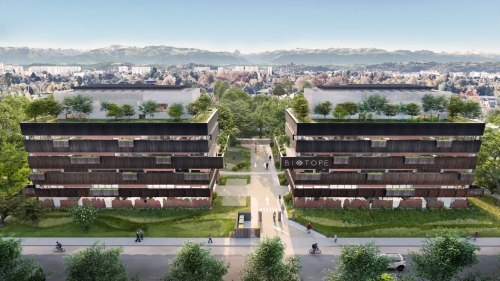Le programme de 5 500 mètres carrés de bureaux Biotope I & II à Pau. 