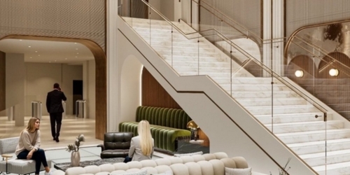 Le lobby d'Haussmann Saint-Augustin, à Paris. 