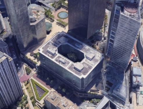 Vue aérienne de CB3 à La Défense. 
