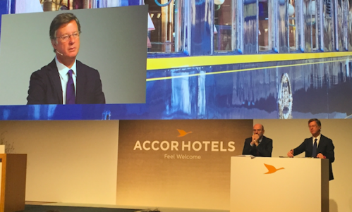 Sébastien Bazin lors de la conférence de résultats 2018 d'AccorHotels 