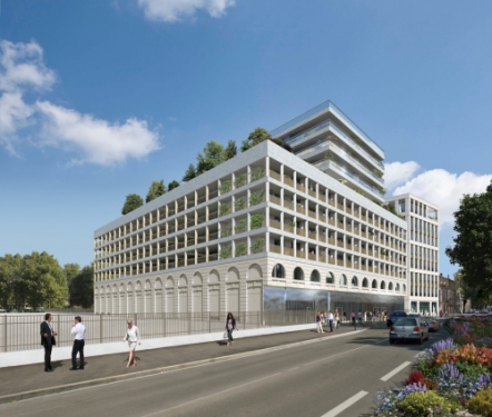 L'Attique de Brienne, l'immeuble de logements de l'ensemble auquel appartient l'Atika. © LNC