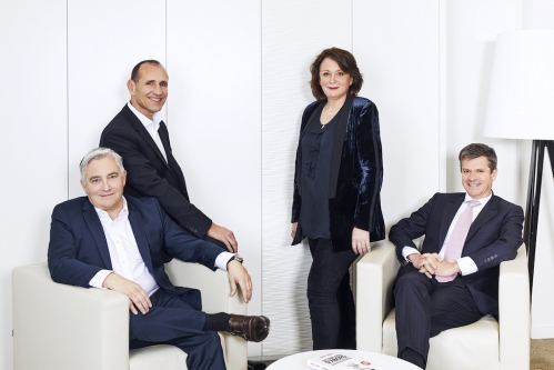 Le management de NCT, de g. à d. : Guy Deforge, William Morelli, Valérie Mellul (présidente) et Olivier de Molliens