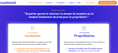 La une du site de Cautioneo. 