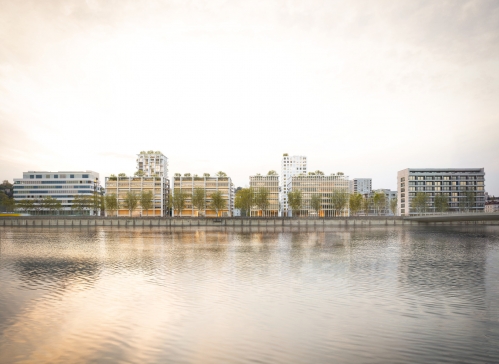 Le Campus Confluence à Lyon, avec les deux immeubles d'éducation en bord de fleuve. © PPX Le Campus Confluence à Lyon, avec les deux immeubles d'éducation en bord de fleuve. © PPX