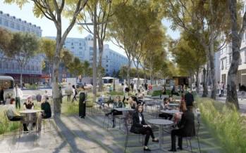 Des terrasses et des transports propres remplaceraient une partie de l'actuelle 2x4 voies des Champs-Élysées. © PCA-STREAM