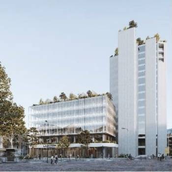 La vue du futur immeuble depuis la place Malraux, à Grenoble. 