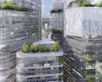 Les trois tours du projet Odyssey, à La Défense. 