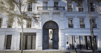 La façade de l'immeuble Odéon, dans le 6e arrondissement de Paris. 