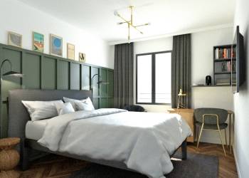 L'une des chambres de l'hôtel Le Chantry à Bordeaux une fois restructuré. 